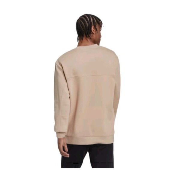 adidas Stadium Fleece Badge of Sport Crew Sweatshirt Beige Loose Fit Mens Sz XL - Picture 8 of 16